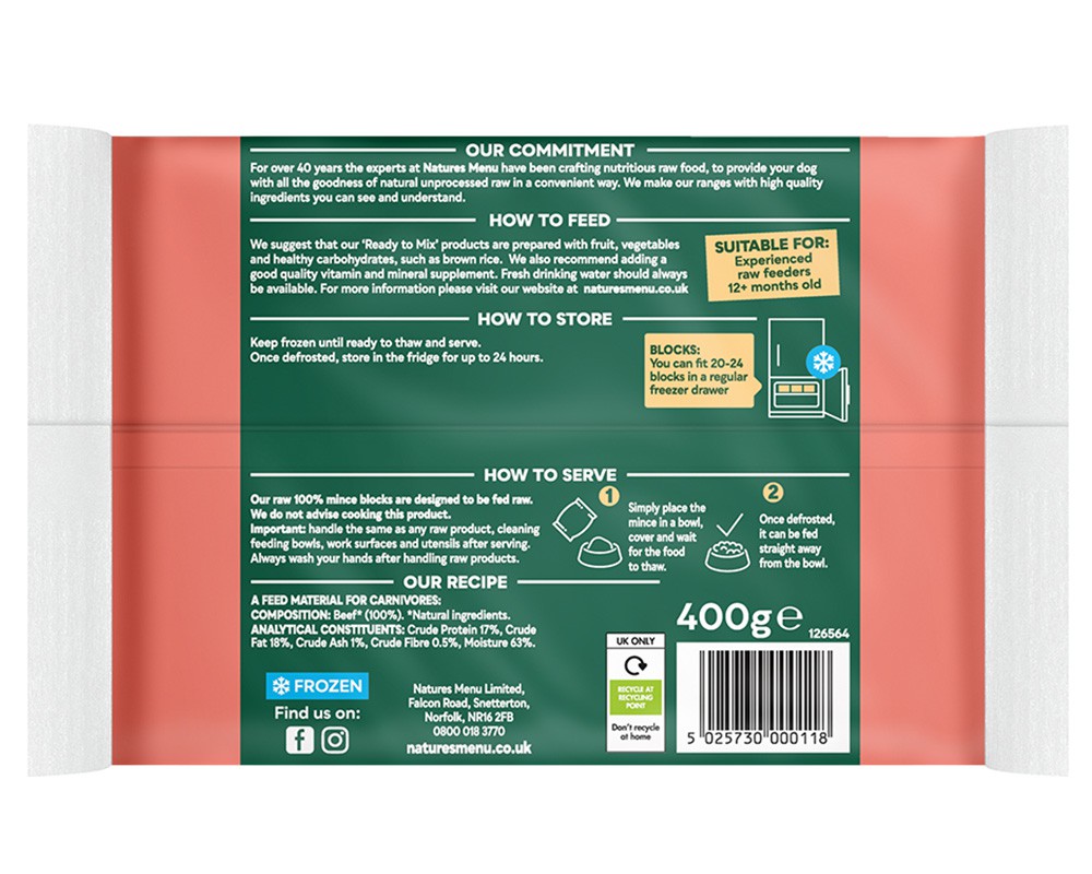 Natures Menu 100% Boneless Beef Block