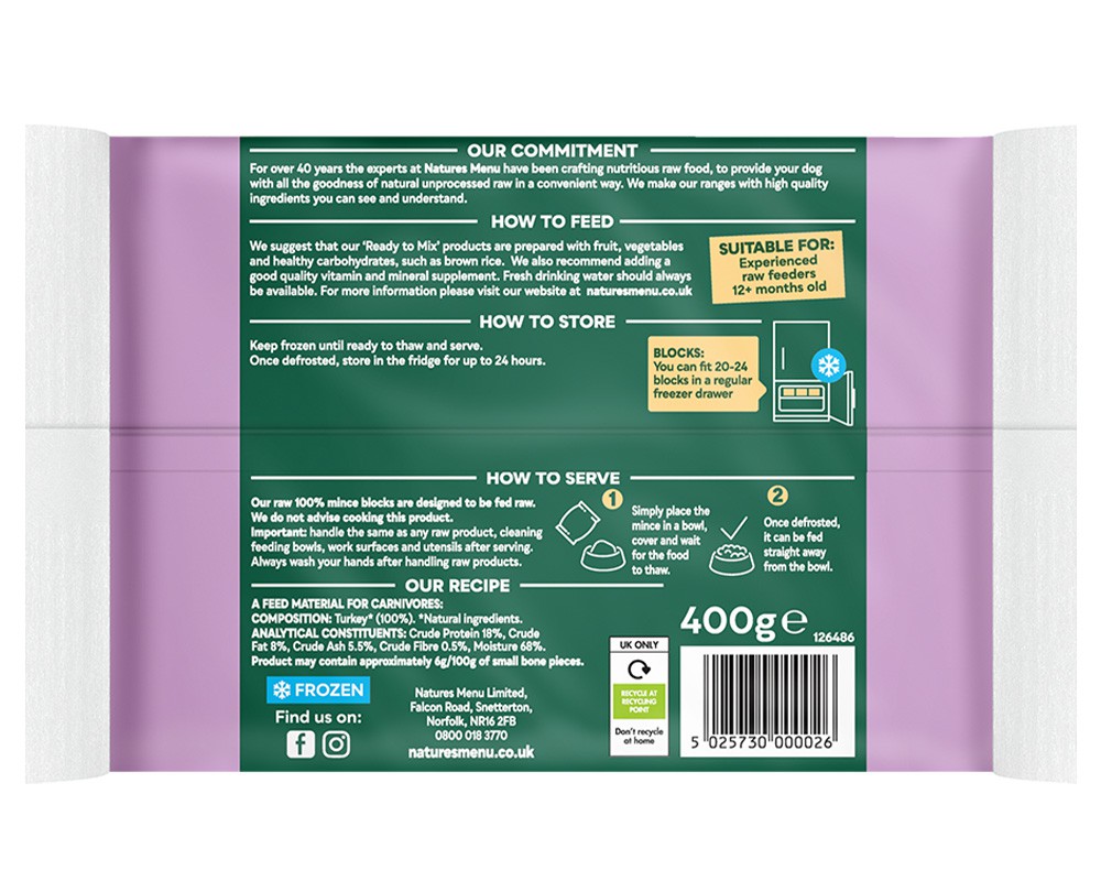 Natures Menu 100% Turkey Block