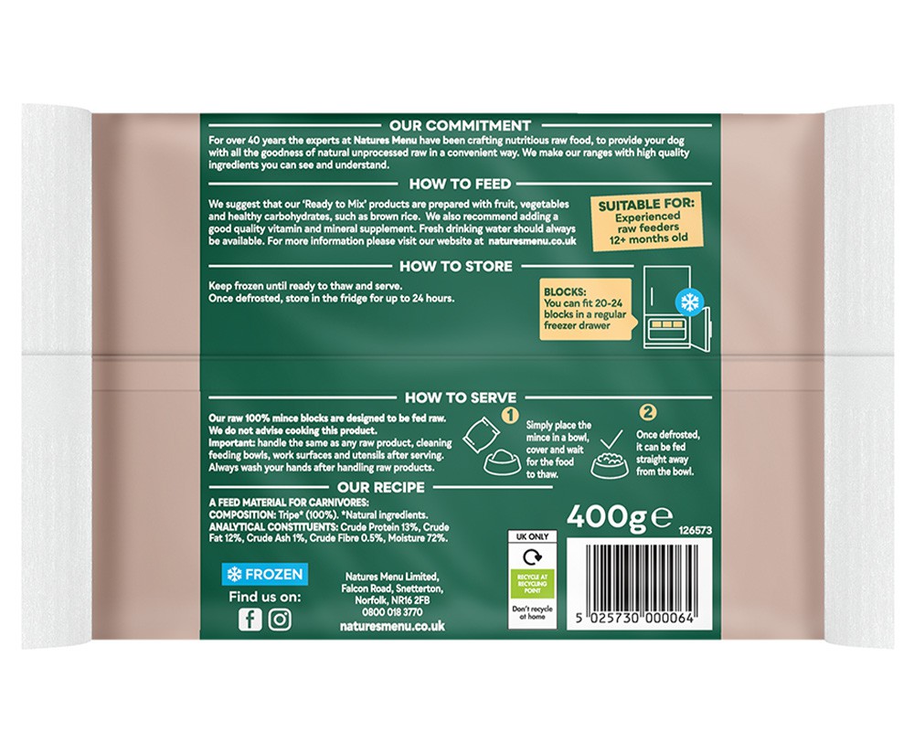 Natures Menu 100% Tripe Block