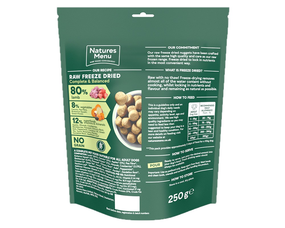 Natures Menu Freeze Dried 80/20 Nuggets Lamb