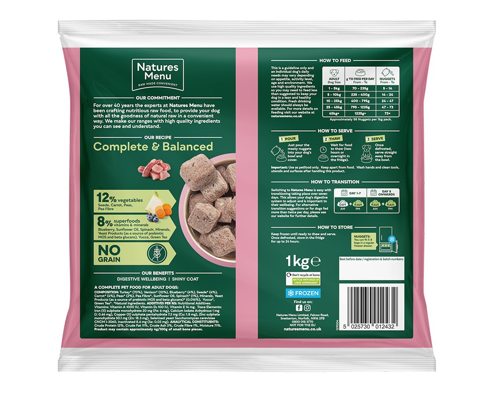 Natures Menu 80/20 Turkey & Venison Nuggets
