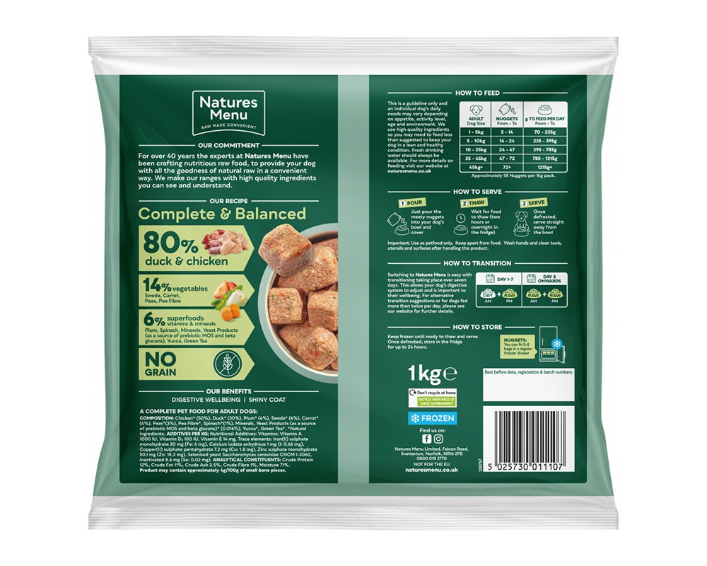 Natures Menu 80/20 Duck & Chicken Nuggets