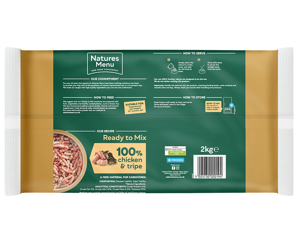 Natures Menu 100% Chicken & Tripe Freeflow