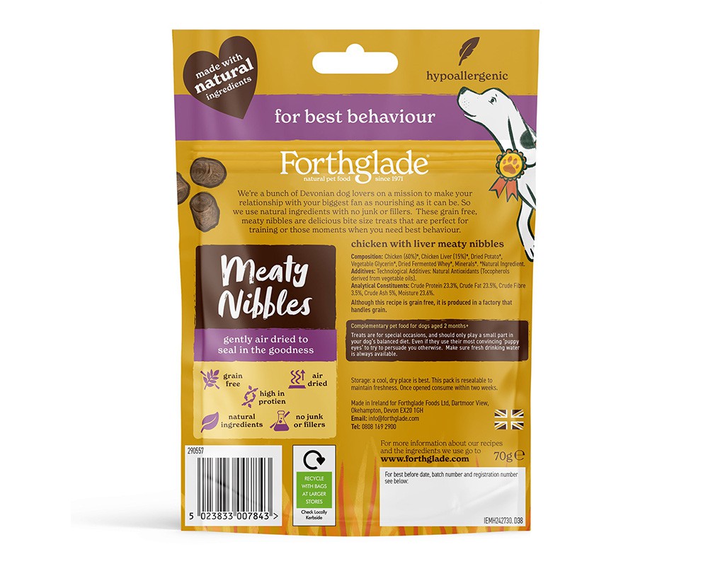 Forthglade Meaty Nibbles Chicken & Liver Dog Treats