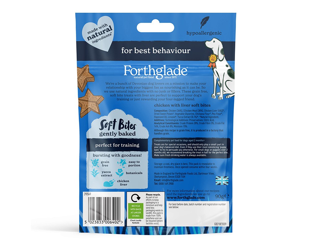 Forthglade Soft Bites Dog Training Treats Chicken & Liver